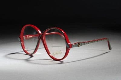 Red Plastic Oversized Round Eyeglasses
