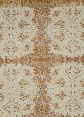 Cream Wool Square Shawl with Norwich Paisley