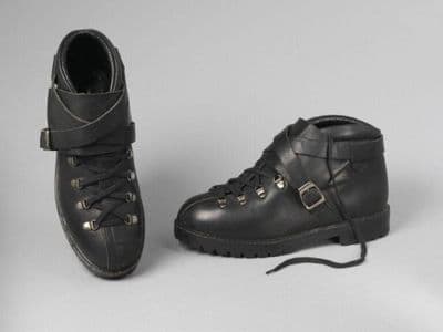 Black Leather Deconstructed Asymmetrical Ankle Boots