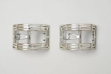 Silver Geometric Openwork Shoe Buckles