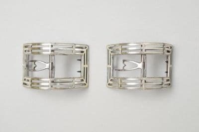 Silver Geometric Openwork Shoe Buckles