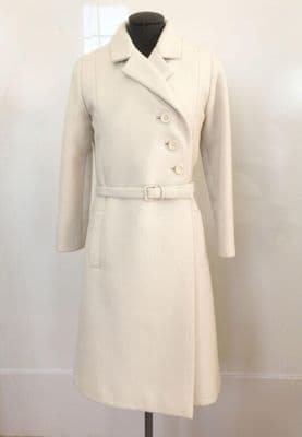 Cream Wool Twill Double-Breasted Coat Dress