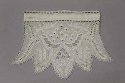 Embroidered Muslin Cuffs with Needle Lace Trim