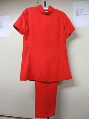 Bright Red Slubbed Linen Trouser Suit