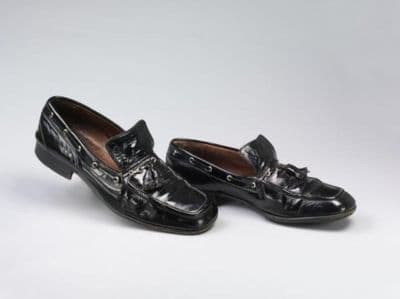 Black Patent Leather Loafers with Modernist Silhouette