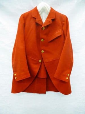 Red Wool Hunt Coat with Brass Buttons