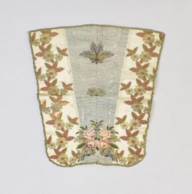 Cream Silk Brocade Stomacher with Floral Motifs