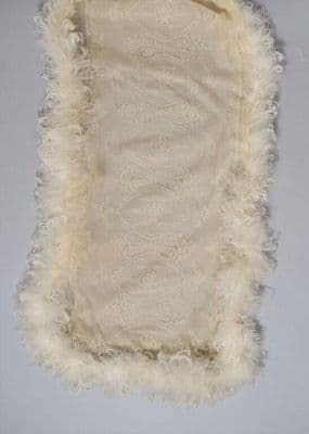 Cream Silk Chiffon Scarf with Machine Lace