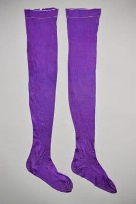 Purple Silk Machine-Knitted Full-Length Stockings