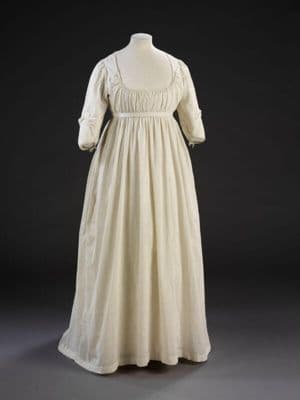 White Cotton Empire Waist Day Gown