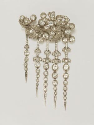 Silver Paste Spray Brooch with Articulated Pendants