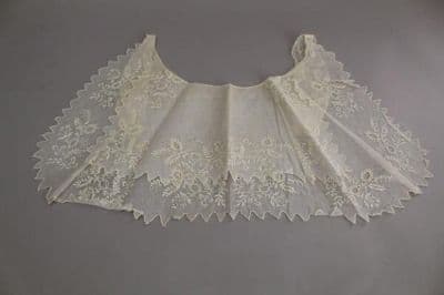 White Cotton Collar with Whitework Embroidery