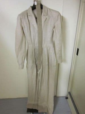 Cream Flax Linen Tailored Jumpsuit with Belt