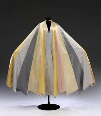 Yellow Gray Silk Ribbon Sculptural Evening Cape