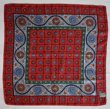 Burgundy Navy Geometric Silk Twill Head Scarf