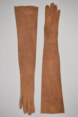 Tan Antelope Leather Opera Length Gloves