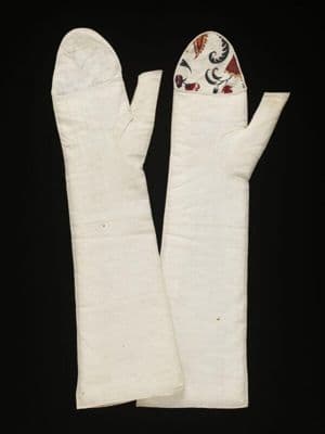 Elbow-Length Cotton Lawn Mittens with Indian Lining