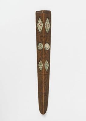 Carved Wood Stay Busk with Painted Medallions