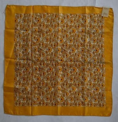 Golden Yellow Silk Handkerchief with Floral Print