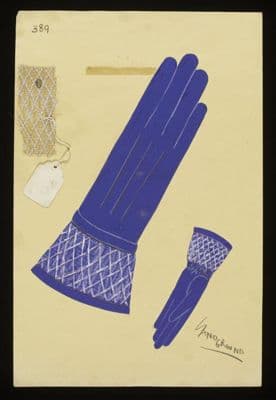 Royal Blue Long Leather Evening Gloves