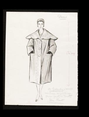 Charcoal Gray Wool Cape Coat with Dramatic Collar