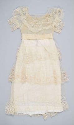 Cream Silk Net Tiered Tea Dress