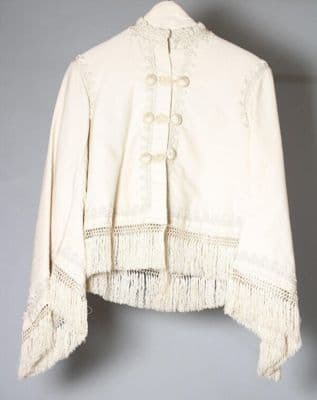 Cream Cashmere Wool Jacket with Silk Braid Trim