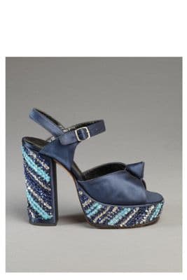 Navy Blue Satin Platform Evening Sandals