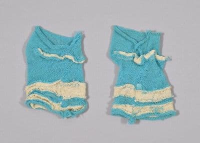 Turquoise Blue Knit Cotton Socks with Cream Stripes