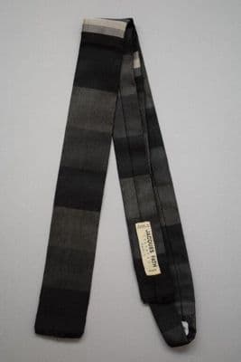 Black Striped Synthetic Fiber Necktie