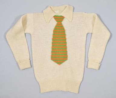 Cream Wool Trompe L'Oeil Tie Sweater