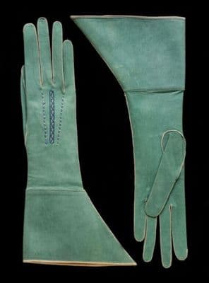 Sage Green Suede Opera Gloves with Long Cuffs