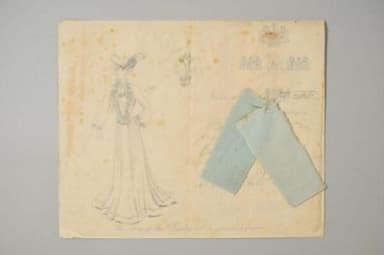 Cream Wool A-Line Travelling Gown with Fabric Samples