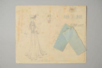 Cream Wool A-Line Travelling Gown with Fabric Samples