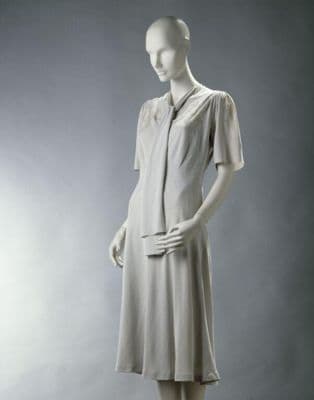 Pale Gray Silk Crêpe Bias-Cut Day Dress