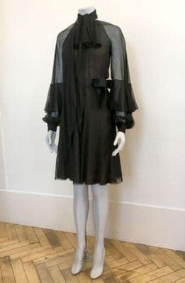 Chiffon dress and satin belt, made by Christian Dior, Paris, 1972.