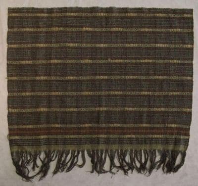 Hand-Woven Wool Shawl with Striped Pattern