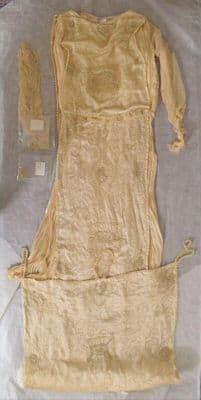 Embroidered Golden Yellow Silk Satin Wedding Dress