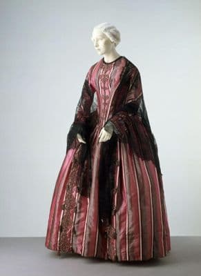 Pink Striped Silk Satin Day Dress