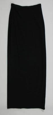 Black Wool Crepe Floor-Length Pencil Skirt
