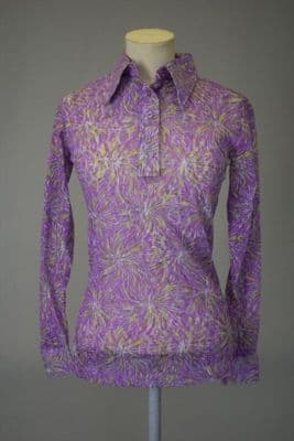 Purple Green Stretch Lace Fitted Shirt