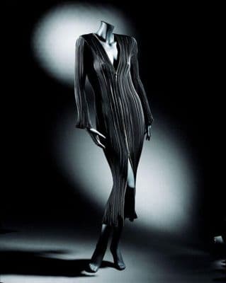 Black Pleated Acetate Bodycon Dress