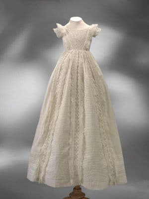 White Cotton Christening Gown with Cutwork Embroidery