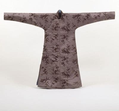 Taupe Cut Silk Velvet Chinese Men's Robe