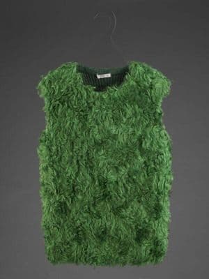 Green Mohair Shag Textured Sleeveless Top