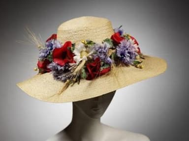 Natural Straw Wide-Brimmed Hat with Floral Trim