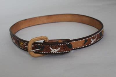 Brown Tooled Leather Western Belt