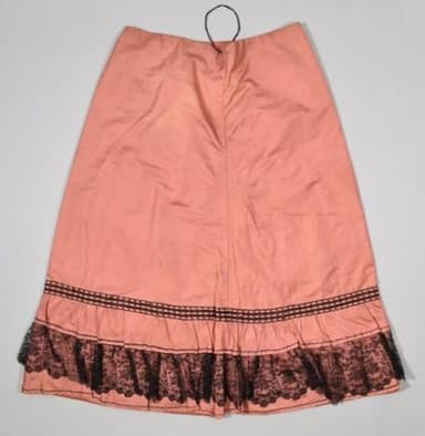 Dusky Pink Cotton Twill Petticoat with Lace Flounce