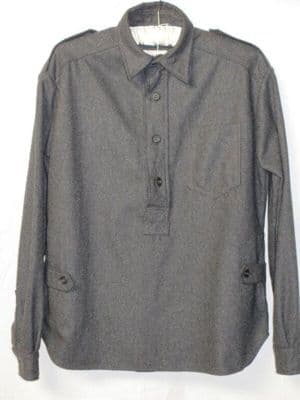 Grey Flannel Blouson Shirt with Loose Fit