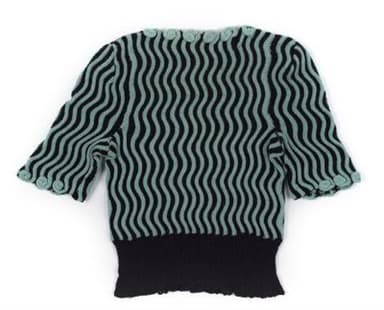 Hand-Knitted Sage Green Black Chevron Wool Jumper
